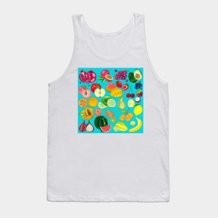 Fruits Paradise in Turquoise Blue Tank Top